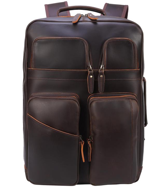 [TIDING] ポケット多い 厚手牛革 リュック メンズ ビジネスリュック バックパック ディパック 2ハンドル キャリーオン YKK 15.6PC 1泊対