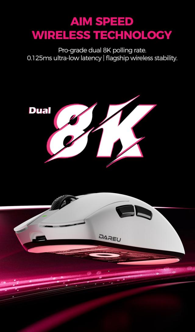 DAREU AE6PRO 無線電話8K ゲーミングマウス 準分子上塗り 59g軽さ 30000DPI 生い育つしたPAW3950検出器積み上げる 働き掛ける対称性 万物の霊長応用科学 配線レ