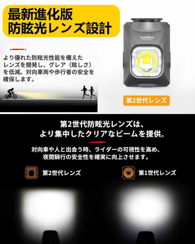 TOWILD DL1200S 自転車 ライト 吊り下げ式 1200ルーメン 大容量3200mAh USB-C充電式 自動点灯/消灯 5つ調光モード IPX6防水 高輝度 ロー_1
