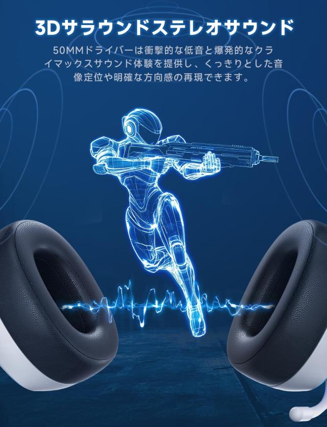 ゲーミングヘッドセット ps5 ヘッドセット 【2.4G USB/Type-cアダプター/Bluetooth 5.3/有線】 4WAY接続 7.1ch サラウンド＜20ms超低遅延_2