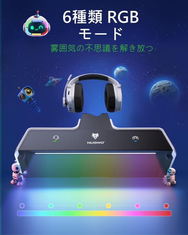 NUBWO ワイヤレスゲーミングヘッドセット 2.4G Bluetooth 3.5mm対応 PS5 PS4 Switch Xbox_7