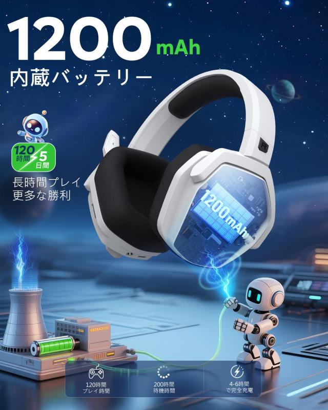 NUBWO ワイヤレスゲーミングヘッドセット 2.4G Bluetooth 3.5mm対応 PS5 PS4 Switch Xbox_8