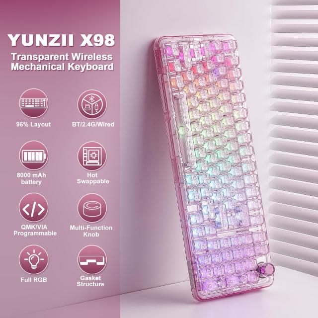 YUNZII X98 QMK/VIA対応 ワイヤレス メカニカルゲーミングキーボード