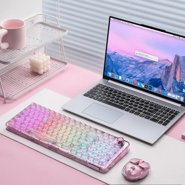 YUNZII X98 ピンク クリアキーキャップ キーボード 本体 Amazon | YUNZII X98 QMK/VIA対応 ワイヤレス メカニカルゲーミング