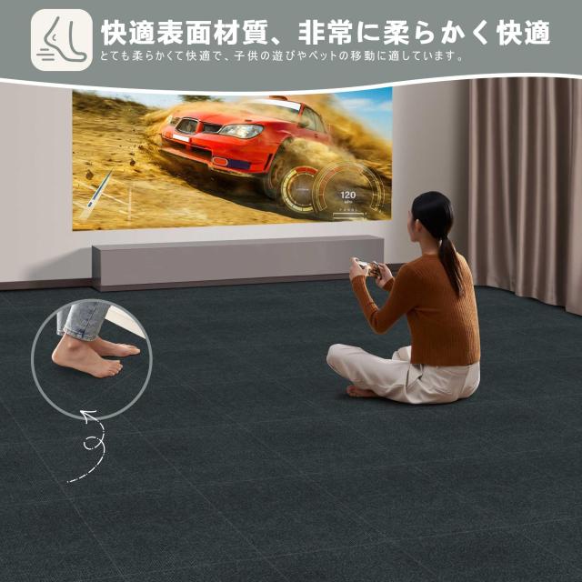 【Amazon 限定ブランド】タイルカーペット ジョイントマット【45*45cm* 40枚】（約5畳）HAODEMI 大判 薄さ4mm タイル 床 子供 ペット フ_3