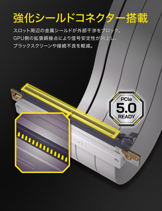 EZDIY-FAB PCIe 5.0 x16 ライザーケーブル 20cm 180度 128GB/s 超高速転送 RTX 50/40・RX 9000/7000 対応 GPU垂直マウントブラケット PCI_5