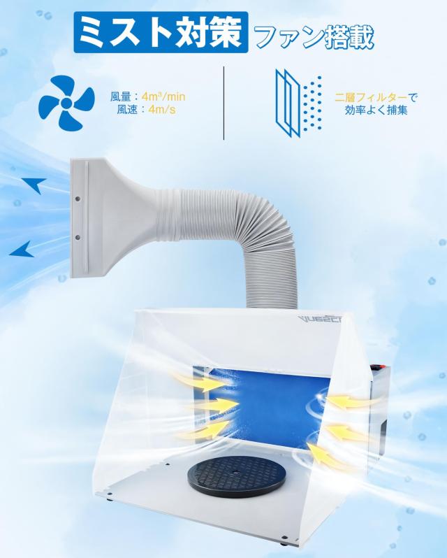 Anesty 塗装ブース スプレーブース 入門用 ペインティングブース ファン搭載 延長ダクトホース・交換フィルター1枚付 コンパクト収納_2