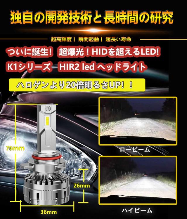 WENLE 業界最強超爆光 HIR2 led ヘッドライト 新車検対応 HIDを超えるLED ハイパワー 172W キャンセラー内蔵 超高輝度GXP×3 LEDチップ 2_1