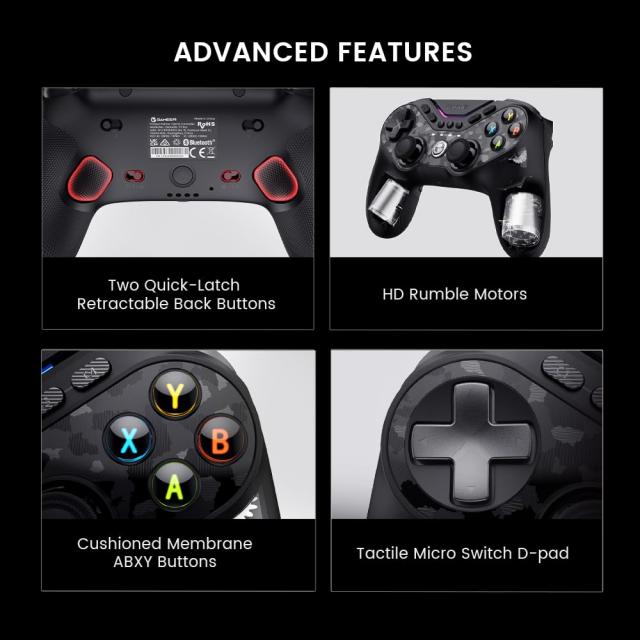 GameSir Tarantula Pro ワイヤレスゲームパッド, TMRジョイスティック搭載, 9個マッピングボタン, ホールエフェクトトリガー, RGBライテ GameSir Tarantula Pro ワイヤレスゲームパッド, TMRジョイスティック搭載, 9個マッピングボタン, ホールエフェクトトリガー, RGBライテ