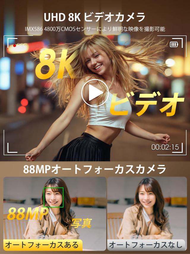 YOODEE 8K WIFI デジタルカメラ スマホに送れるデジカメ 8800万画素