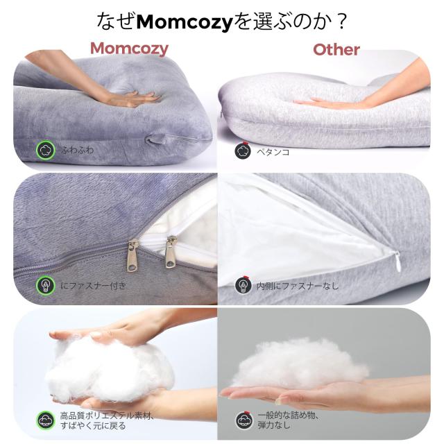 Momcozy U字型 妊婦 抱き枕｜横向き寝対応 多機能 マタニティ枕・授乳