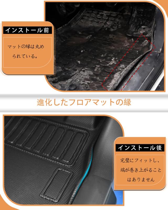 Hawjog ジムニー ノマド MT (JC74W) 2024+ 専用 3D フロアマット＆ラゲッジマットセット 手動？速車(MT車)対応 防水・防汚 高耐久ラバー製_6