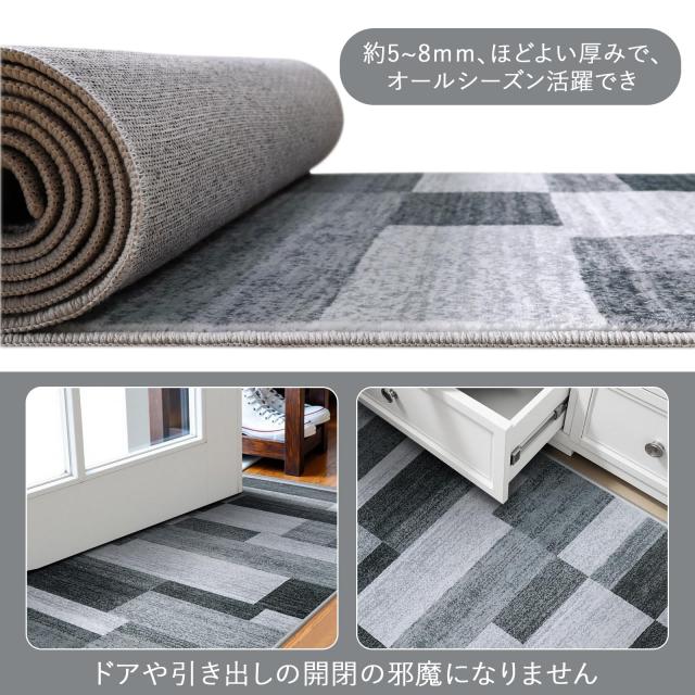 カーペット 洗える 200X300cm 春 夏 ラグ 4畳 北欧風 モダン モダン ふわふわ 滑り止め 防音 抗菌防臭 室内用 正方形 ラグマット オール_3