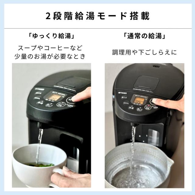 【WEB限定】タイガー魔法瓶 (TIGER) 電気ポット 節電 VE 保温 安全構造 とく子さん 3.0L ブラウン PIQ-N300T