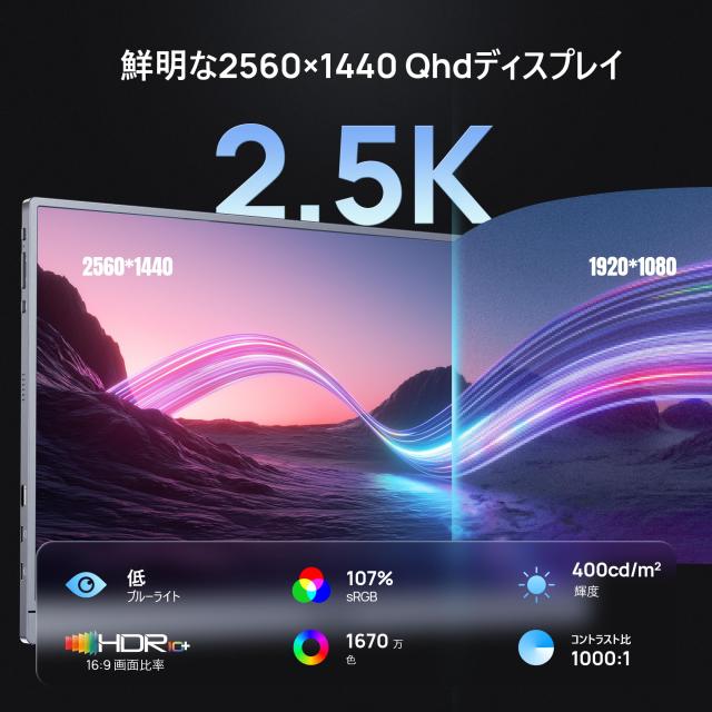 ARZOPA 16.1インチ ゲーミングモニター 180Hz 2.5K ポータブルモニター