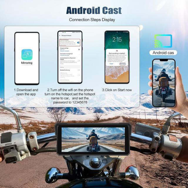 Auometo 8インチ バイク用ディスプレイオーディオ バイク ナビ バイク
