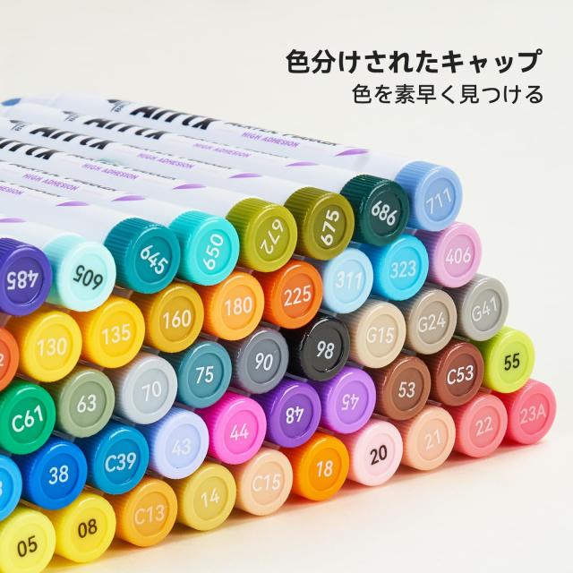 Arrtx アクリルペイントマーカー 60色 風景描写向けセット 自然色特化 ブラシチップ 速乾 耐水 布/木/キャンバス対応 DIYクラフト ロック