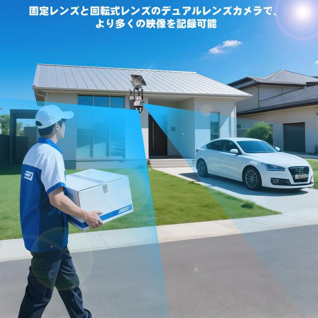 完全無線 360°全方位監視】防犯カメラ 屋外 ソーラー 二重レンズ