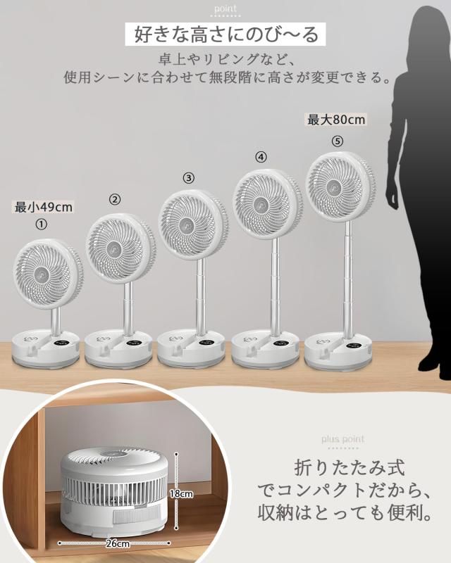 扇風機 自動首振り 充電式 40,000mA サーキュレーター コードレス