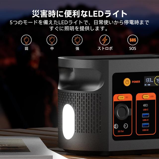 FlashFish ポータブル電源 小型 179.2Wh/300W 軽量 コンパクト リン酸鉄リチウム ポータブルバッテリー 高出力AC300W 70分満充電 UPS機能_6
