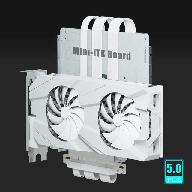 GLOTRENDS ダブルリバース PCIe 5.0 ライザーケーブル（ミニITXマザーボード用、170×170mm対応）、RTX 5090（Ti）および RX 9070（XT）G_3