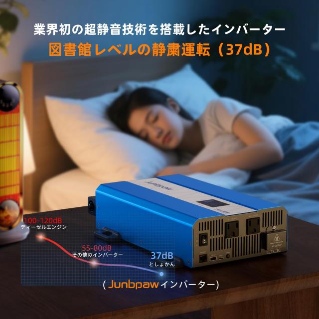 純正弦波インバーター 12V DCから100V AC変換 リモートモニターコントローラー付き 5V 2.1A USBポート搭載 家庭用 RV トラック オフグリ_3
