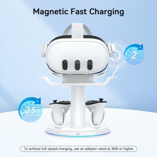 AMVR RGB 充電ドックMeta Quest 3/Quest 3Sに対応、磁気充電ステーションVRヘッドセットとコントローラー用充電スタンドアクセサリー_1