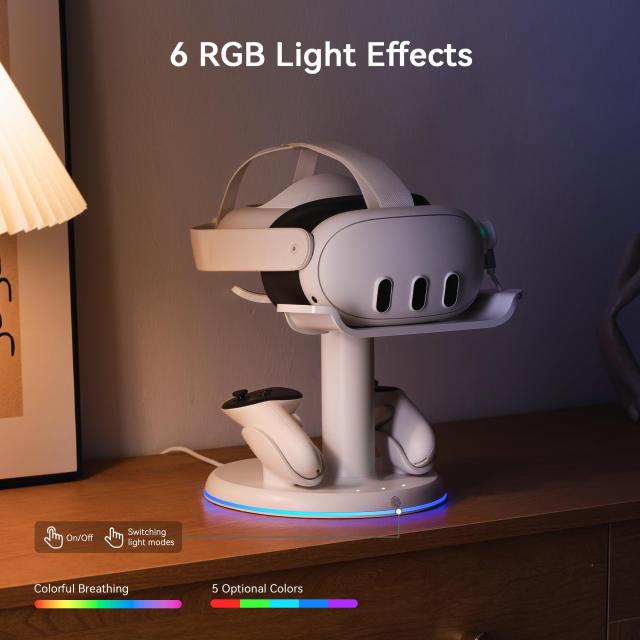 AMVR RGB 充電ドックMeta Quest 3/Quest 3Sに対応、磁気充電ステーションVRヘッドセットとコントローラー用充電スタンドアクセサリー_6