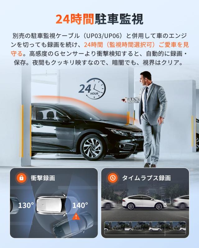【800万画素超強暗視+128GB SDカード付属】 70mai Dash Cam 4K A800SE ドライブレコーダー HDR搭載 F1.55 超広角 超強暗視 3インチ液晶画