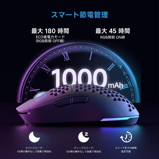 DIERYA Falcon M1 ワイヤレスゲーミングマウス 無線 24000DPI 180時間