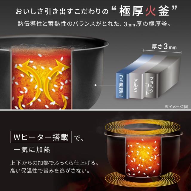 アイリスオーヤマ 炊飯器 ジャー炊飯器 3合 銘柄計り炊き 一人暮らし 食感炊き分け 自動調理 低温調理 料理に合わせて炊き上げ マイコン_2