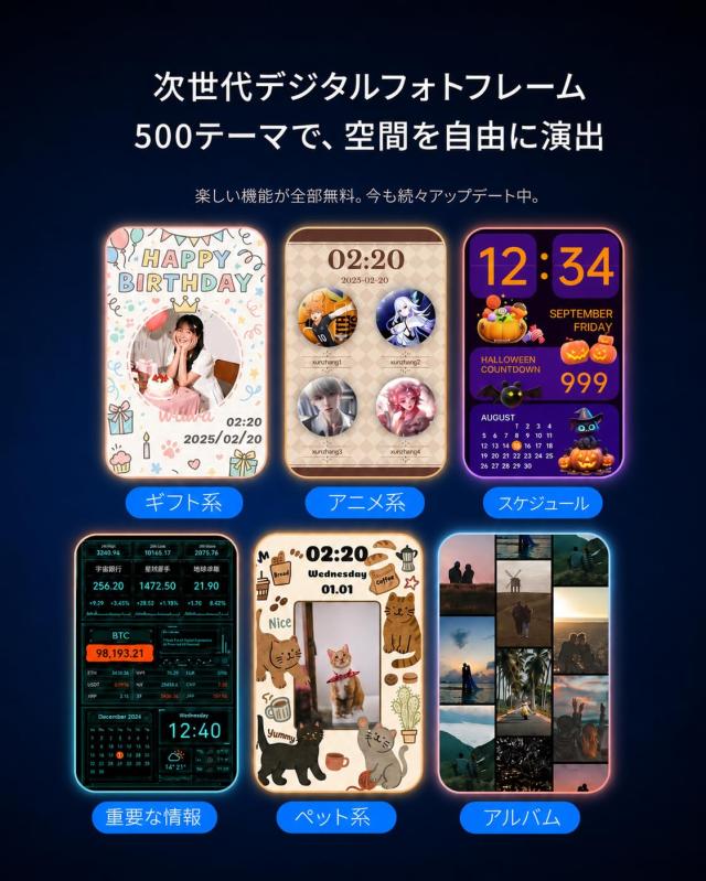 Divoom Times Frame スマートデジタルフォトフレーム 半透明デザイン