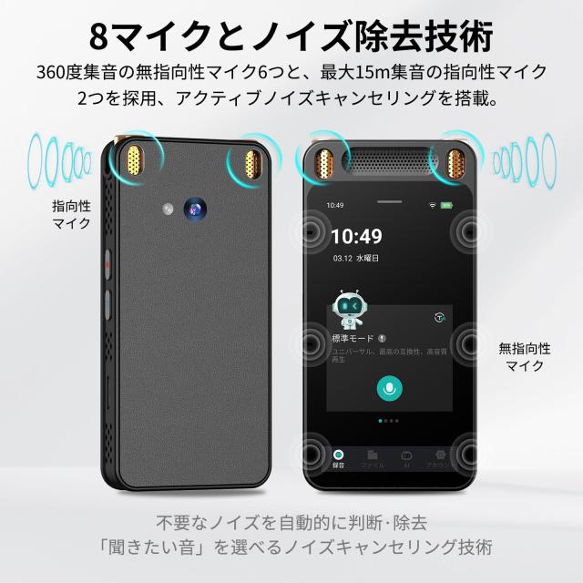 MUMEOMU M7 AI ボイスレコーダー ワンタッチ録音 文字起こし 先端LLM