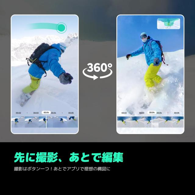 AKASO 360 クリエイターコンボ版 256GB SDカード付き 360度カメラ-アクションカメラ 5.7K360度動画 72MP360度写真 新型1/2インチ48MPセン_7