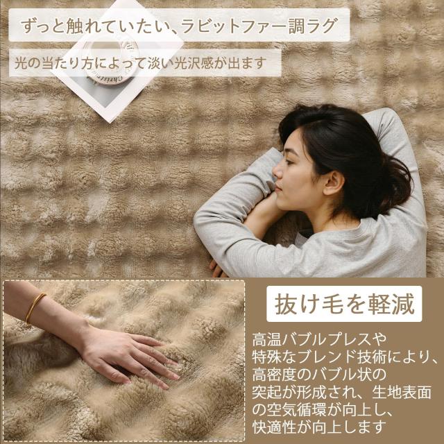 HAOCOO カーペット 約2畳 洗える ラグ 160х200cm ラビットファー調 厚手 シャギー ふわふわ 滑り止め 低反発 オールシーズン適用 北欧風_2