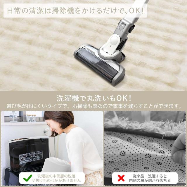 HAOCOO カーペット 約2畳 洗える ラグ 160х200cm ラビットファー調 厚手 シャギー ふわふわ 滑り止め 低反発 オールシーズン適用 北欧風_6