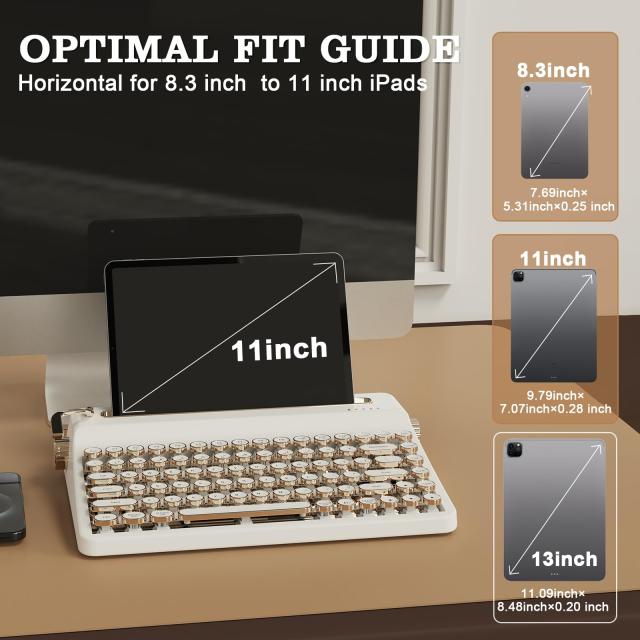 YUNZII QL75 タイプライターキーボード ワイヤレス レトロメカニカルキーボード ホットスワップ対応 パンクスタイルの丸型キーキャップ R_8