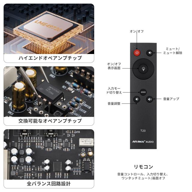 AIYIMA T20 フルバランスHi-Fi真空管プリアンプ TUBE ECC83プリアンプ