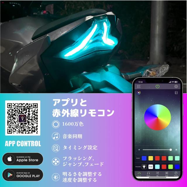 Raceast スマート オートバイ LED テール ライト RGB アプリ制御 NINJA
