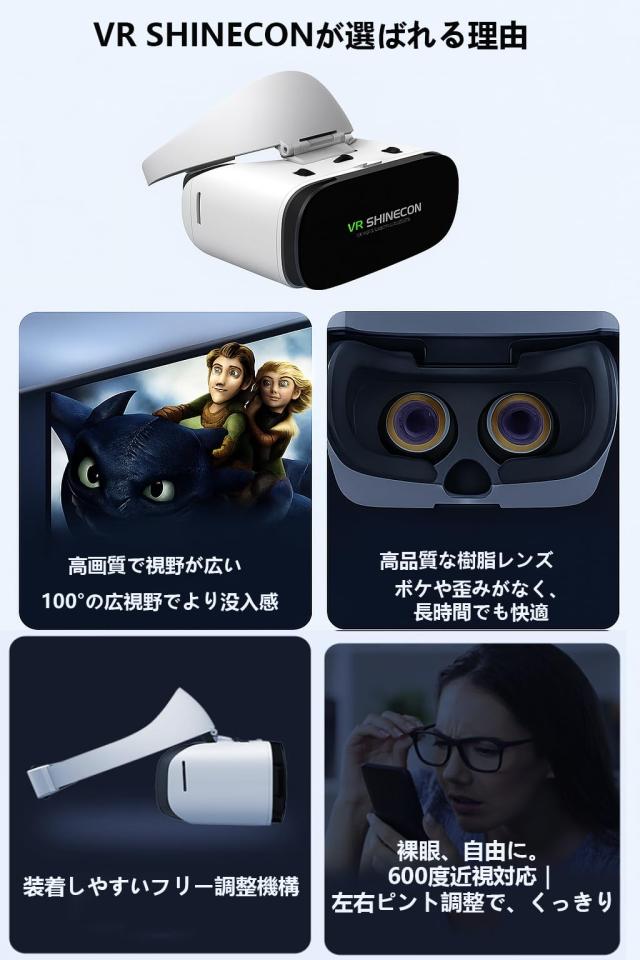 VRゴーグル スマホ用 疲れにくいHaloバンド 跳ね上げ式 メガネ掛けた