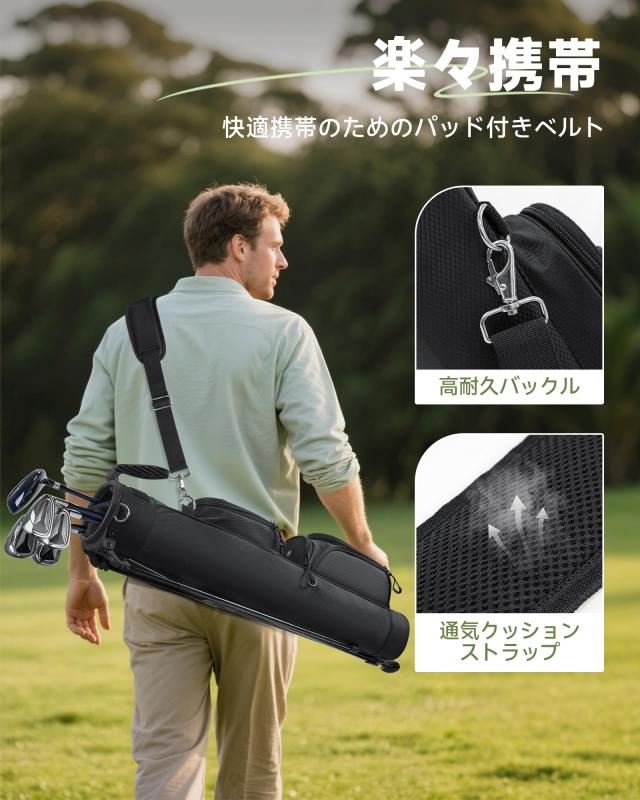RIOROO 3分割ゴルフスタンドバッグ グレー 7~9本収納 セルフスタンド_4