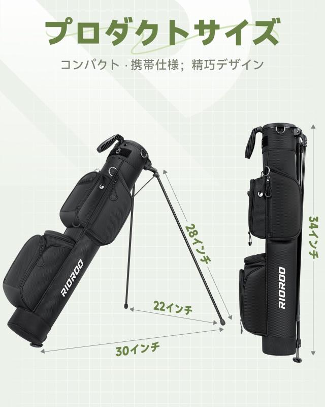 RIOROO 3分割ゴルフスタンドバッグ グレー 7~9本収納 セルフスタンド_5