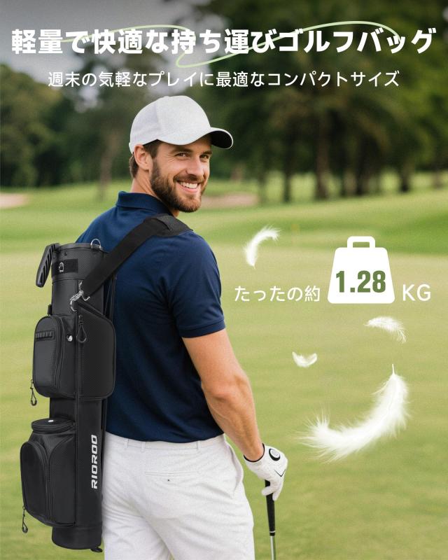 RIOROO 3分割ゴルフスタンドバッグ グレー 7~9本収納 セルフスタンド_6