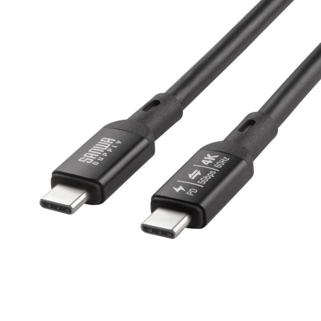 サンワサプライ USB Type-Cケーブル (4K60映像対応/PD75W/USB 5Gbps/DP Alt Mode) 5m USB-C to C 長尺 会議室・電子黒板向け KU-5GCCP755_4