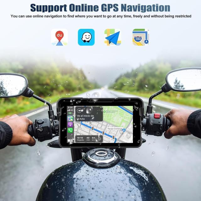 Auometo 5インチ バイク用ディスプレイオーディオ バイク ナビ バイク スマートモニター ワイヤレスCarPlay ＆ Android Auto対応 IP68防水_3