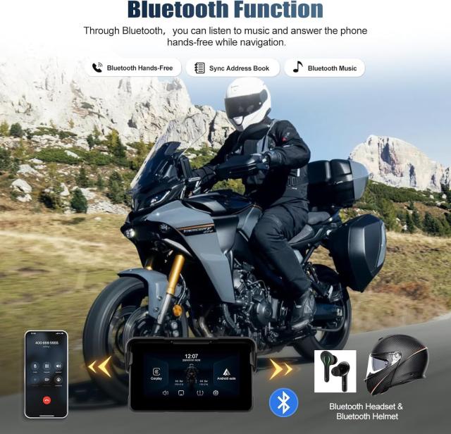 Auometo 5インチ バイク用ディスプレイオーディオ バイク ナビ バイク スマートモニター ワイヤレスCarPlay ＆ Android Auto対応 IP68防水_4