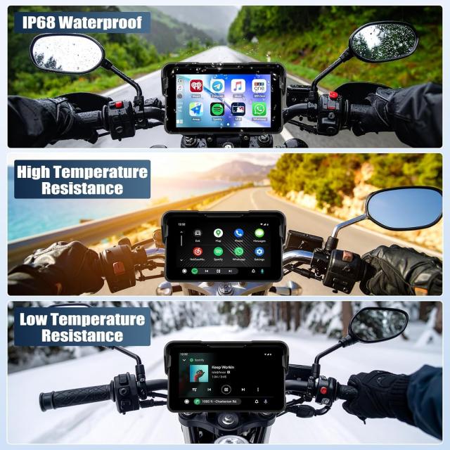 Auometo 5インチ バイク用ディスプレイオーディオ バイク ナビ バイク スマートモニター ワイヤレスCarPlay ＆ Android Auto対応 IP68防水_6
