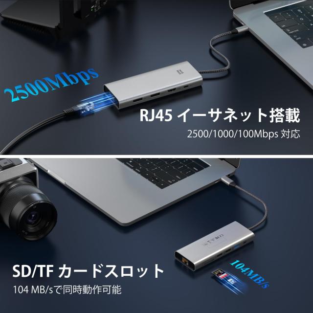 usb ドッキングステーション type-c ハブ hdmi 拡張 usb-c hub ドッキングステーション 3画面出力 マルチモニター hdmi マルチディスプレ_8