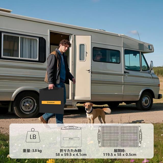 FlexSolar 100W ポータブル電源用ソーラーパネル、角度調節式スタンド付き折りたたみ式ソーラー充電器 QC3.0 USB-A/USB-C/M-C-4 出力対応_4