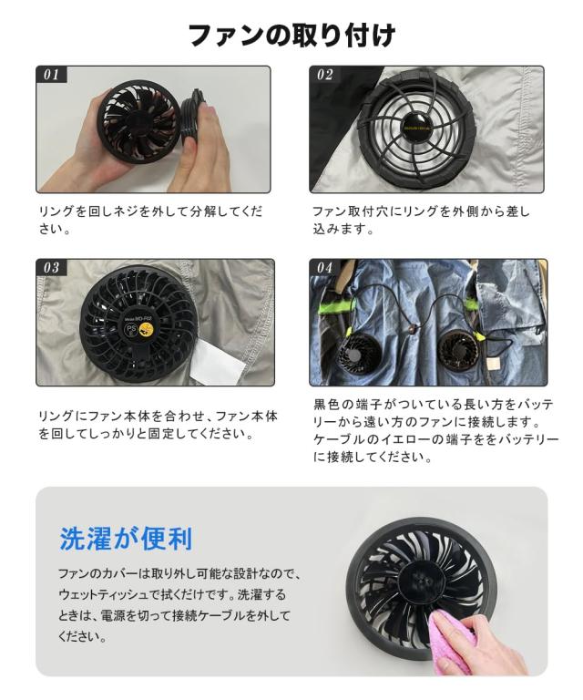 soribia ファン付き作業服用バッテリーセット 40V 20000mAh 5段階風量調節_5